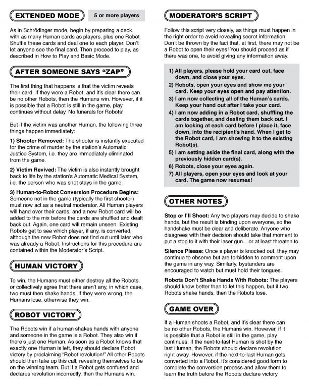 Are You A Robot? Extended Rules Looney Labs